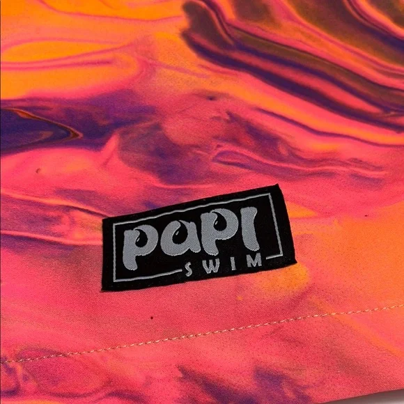 Papi Vibrant Orange and Purple Swim Trunks/ S-XL - Picture 2 of 11